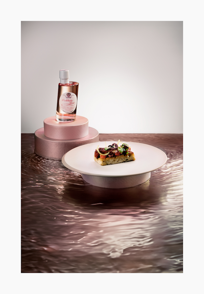 Octopus bruschetta, cherry tomatoes, chicory and olives with mayonnaise