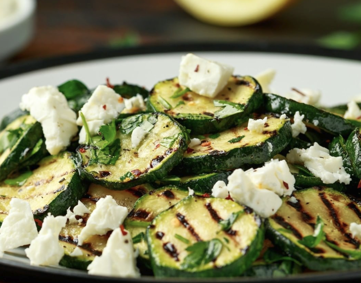 Insalata di Zucchine, uova e Formaggio Feta con Aceto Balsamico di Modena IGP
