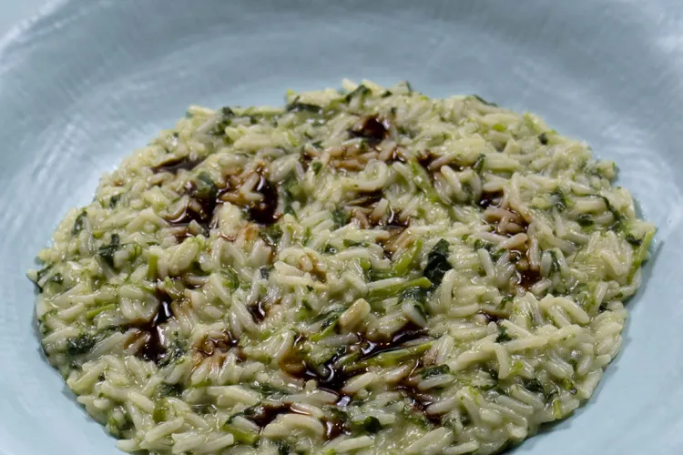 Risotto con lo Sclopit e Aceto balsamico di Modena IGP